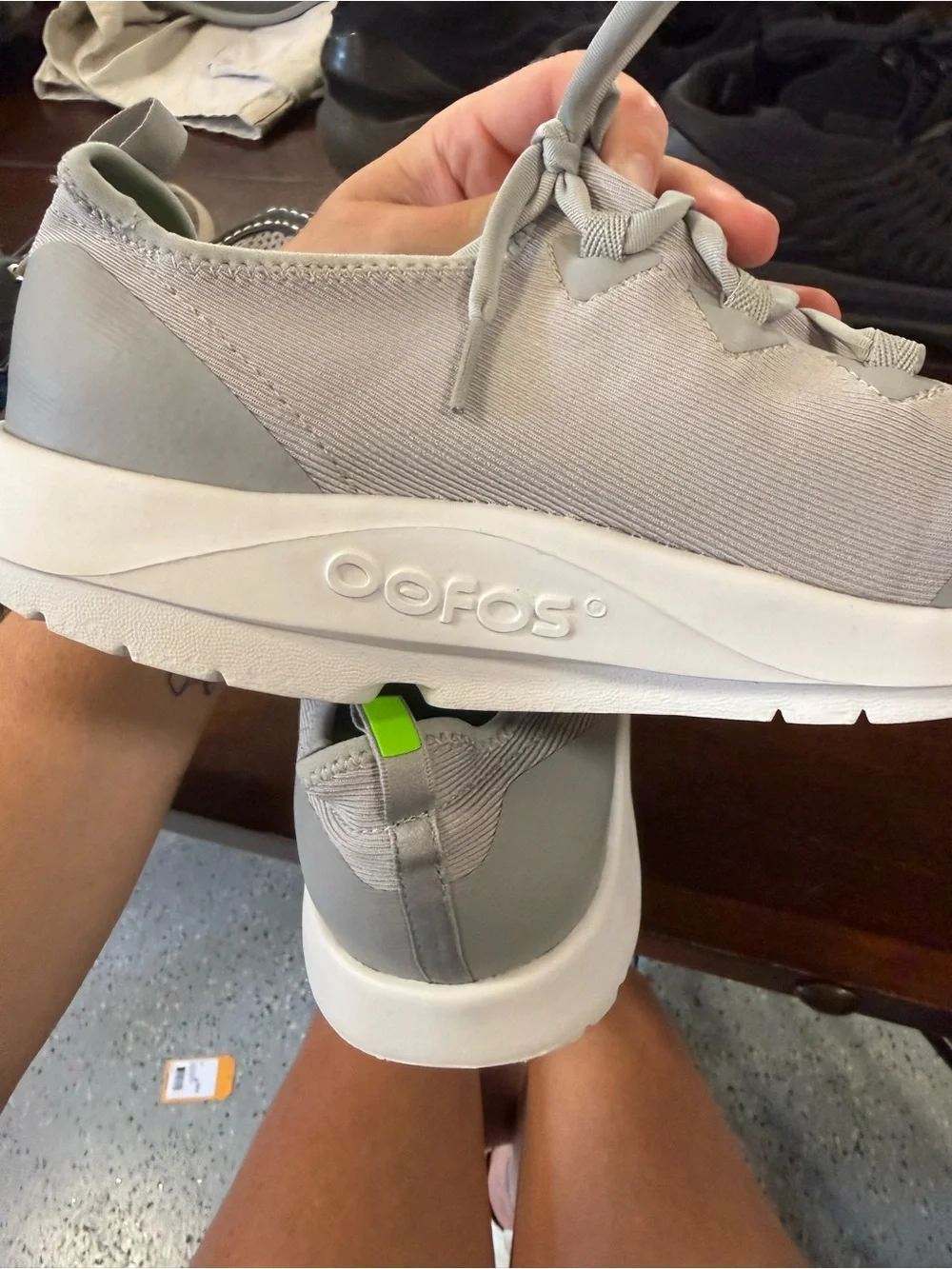 OOFOS Light Gray Lace-Up Sneakers